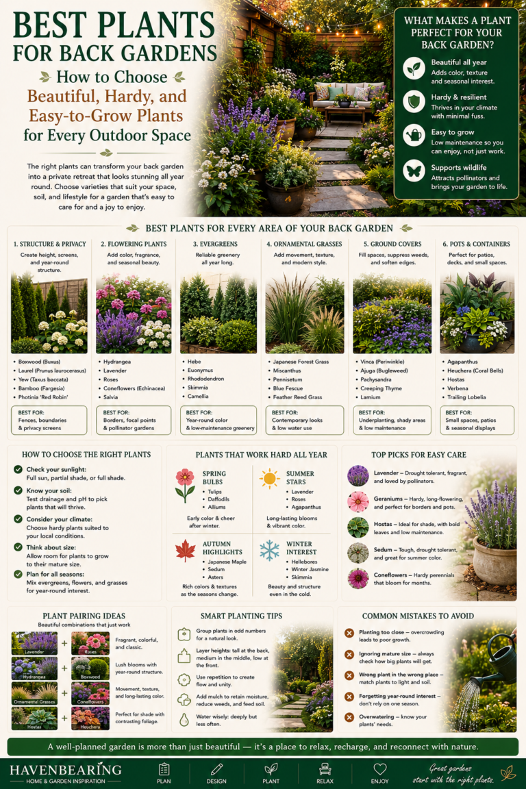🦋 Best Plants for Back Gardens: How to Choose Beautiful, Hardy, and Easy-to-Grow Plants for Every Outdoor Space