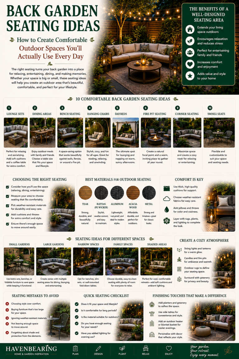 🦋 Back Garden Seating Ideas: How to Create Comfortable Outdoor Spaces You’ll Actually Use Every Day