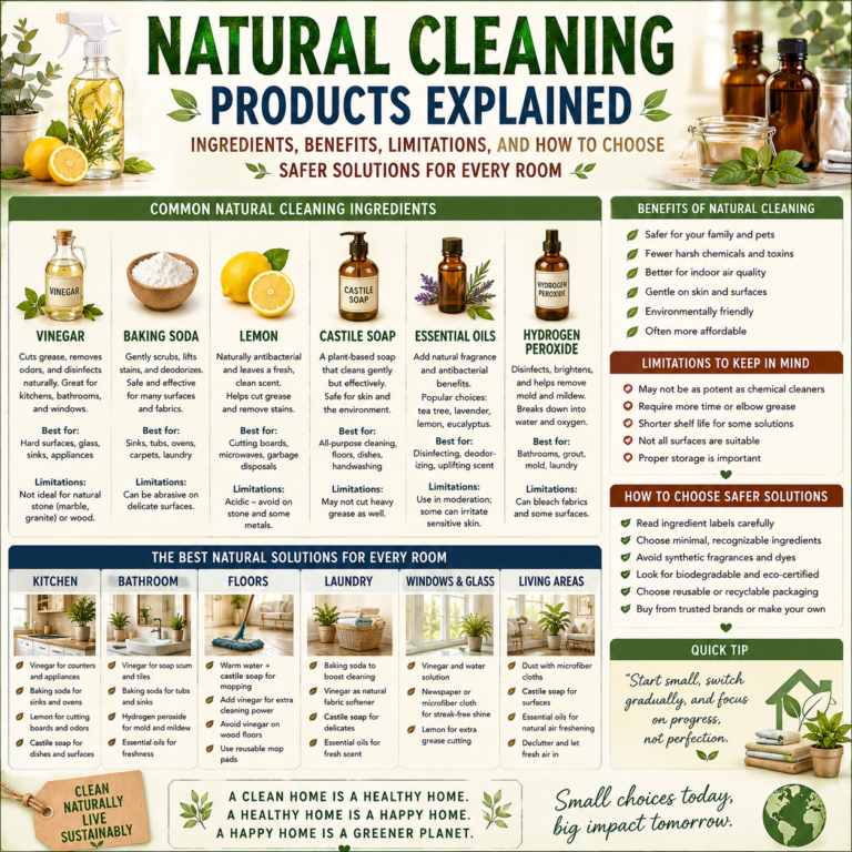 🦋 Natural Cleaning Products Explained: Ingredients, Benefits, Limitations, and How to Choose Safer Solutions for Every Room