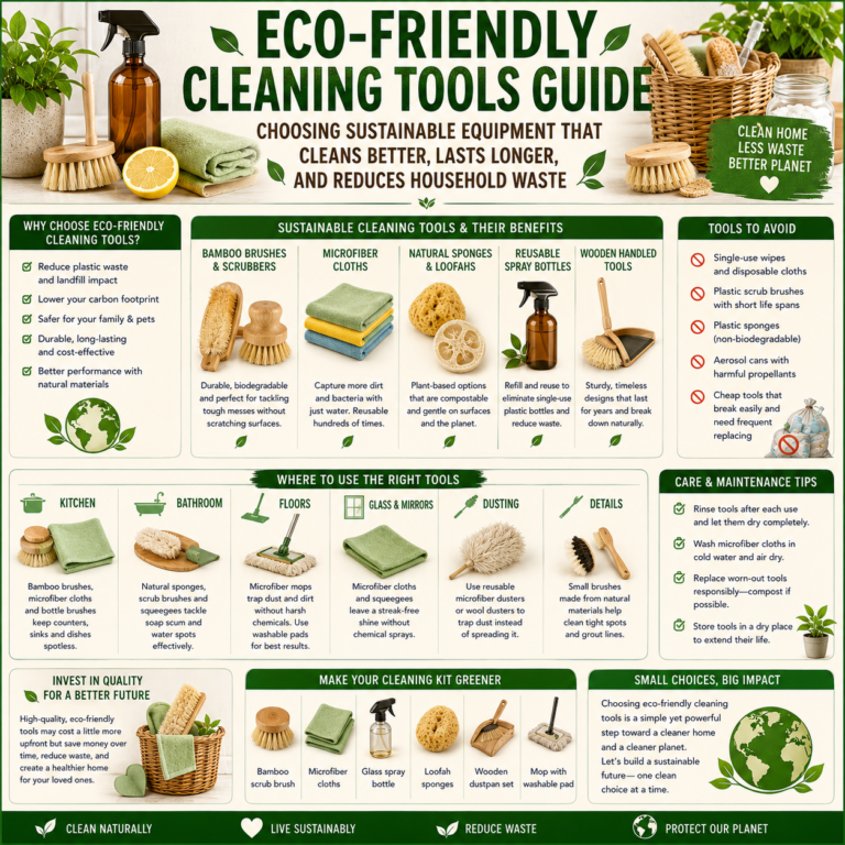 🦋 Eco-Friendly Cleaning Tools Guide: Choosing Sustainable Equipment That Cleans Better, Lasts Longer, and Reduces Household Waste