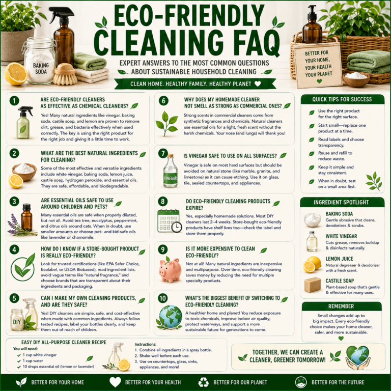 🦋 Eco-Friendly Cleaning Frequently Asked Questions (FAQ): Expert Answers to the Most Common Questions About Sustainable Household Cleaning