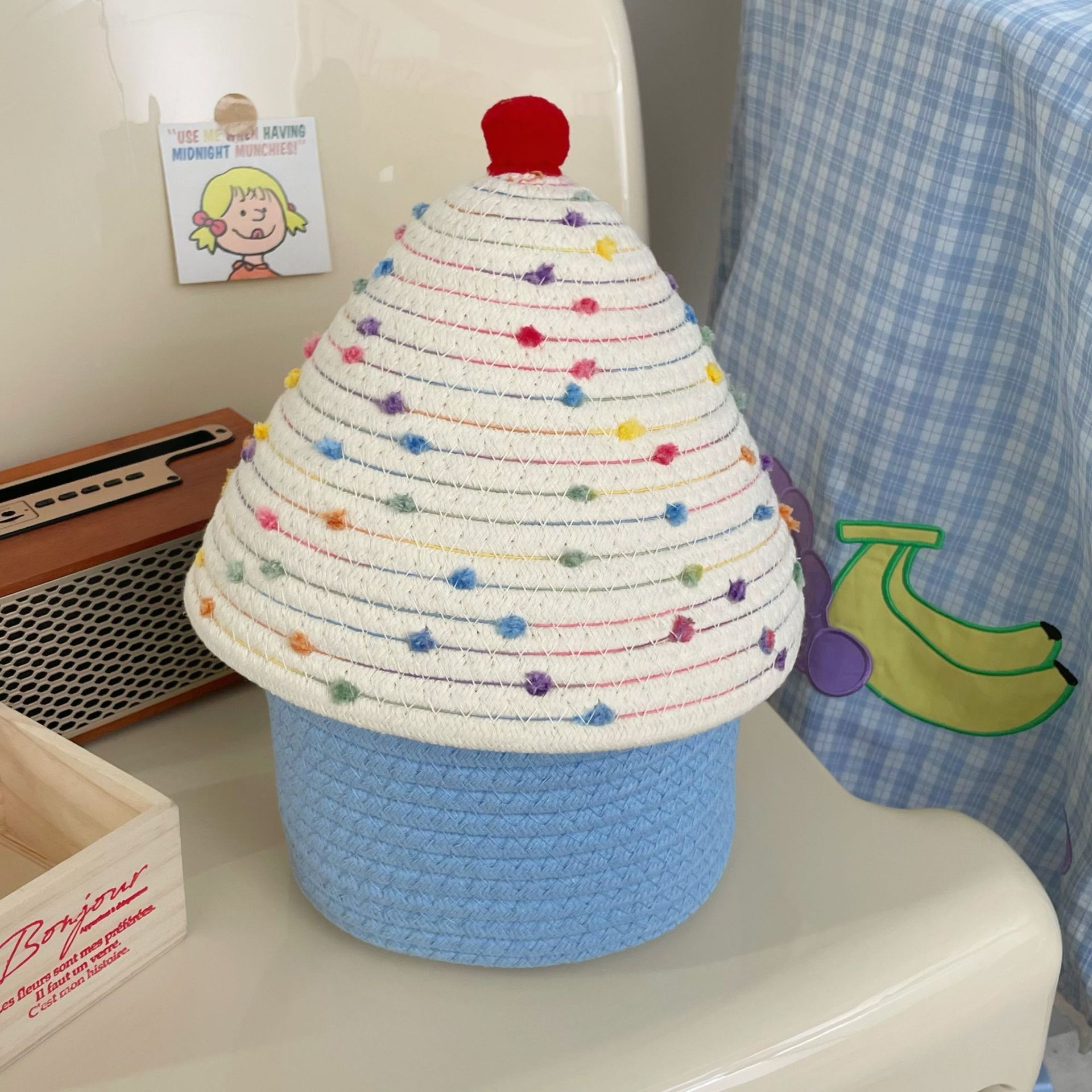 Cute Cotton Thread Woven Storage Basket - Image 8