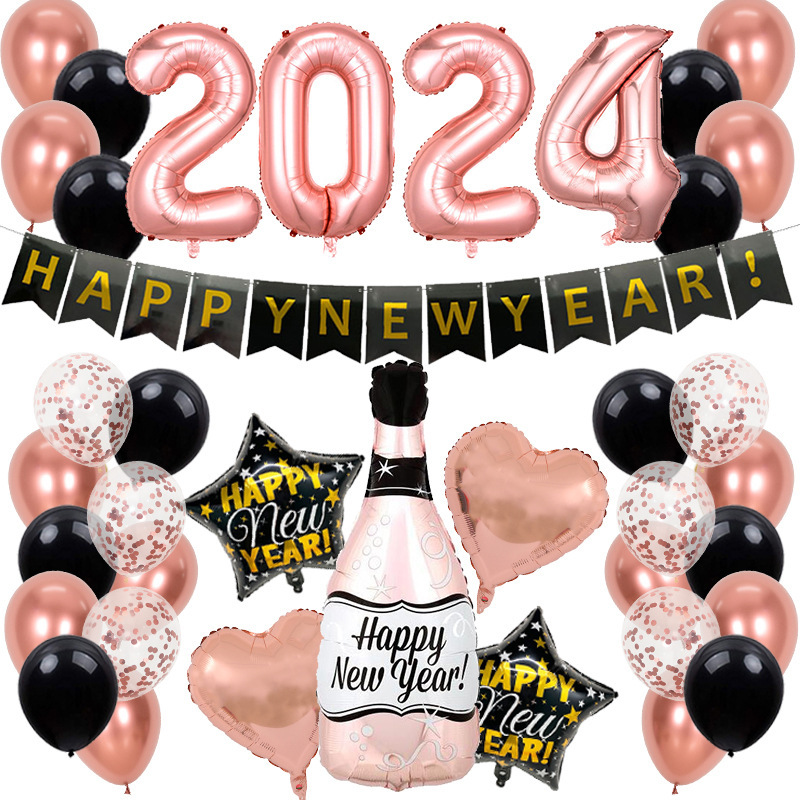New Year Party Balloon Set Wine Bottle Flag 32-inch Digital Balloon Combination Decorative Set - Image 3