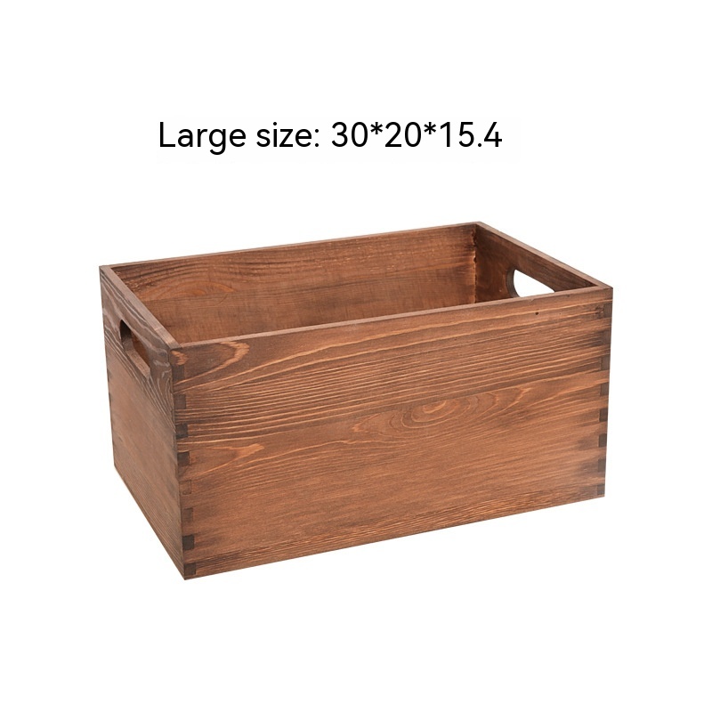 Wooden Storage Box Uncovered Retro Rectangular Sundries Cosmetic - Image 3