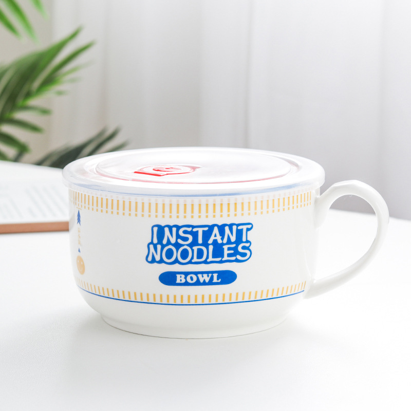 Japanese Creative Ceramic Instant Noodle Bowl With Lid - Image 15