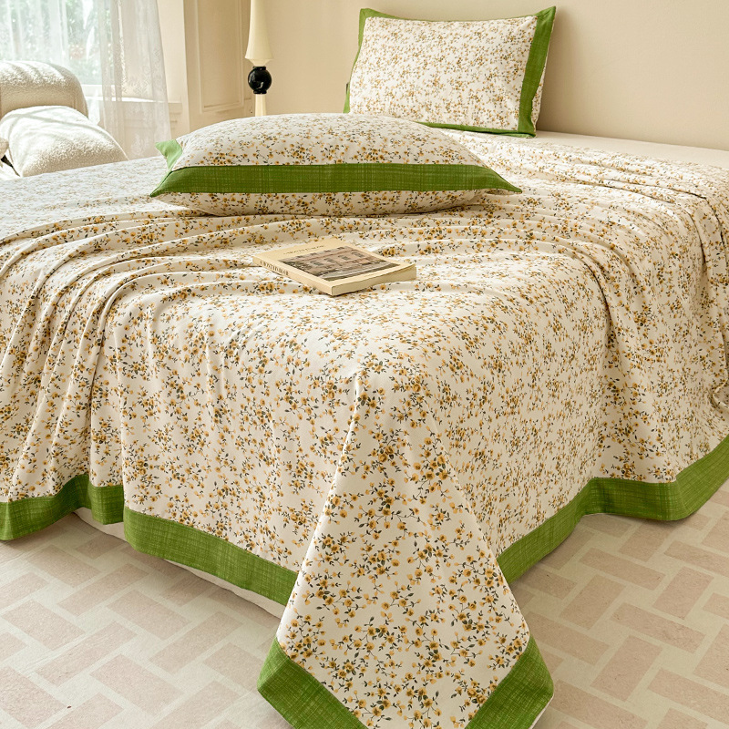Xinjiang Raw Cotton Coarse Cloth Cornerite Craft Single Product Bed Sheet Small Floral Coarse Cloth Summer Mat