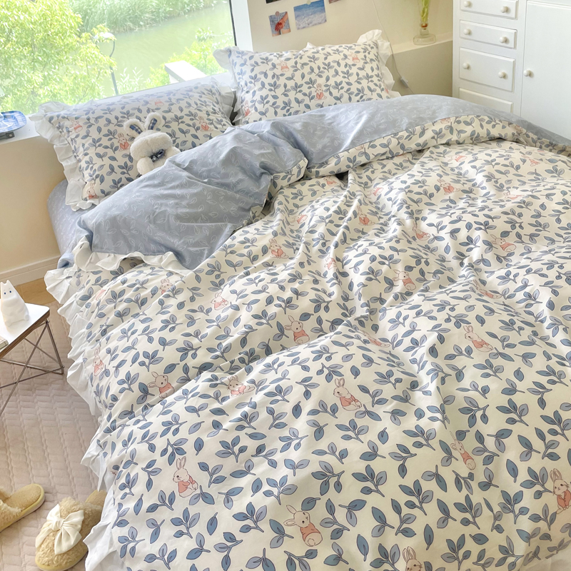 Small Floral Cotton Four-piece Bed Princess Style - Image 7