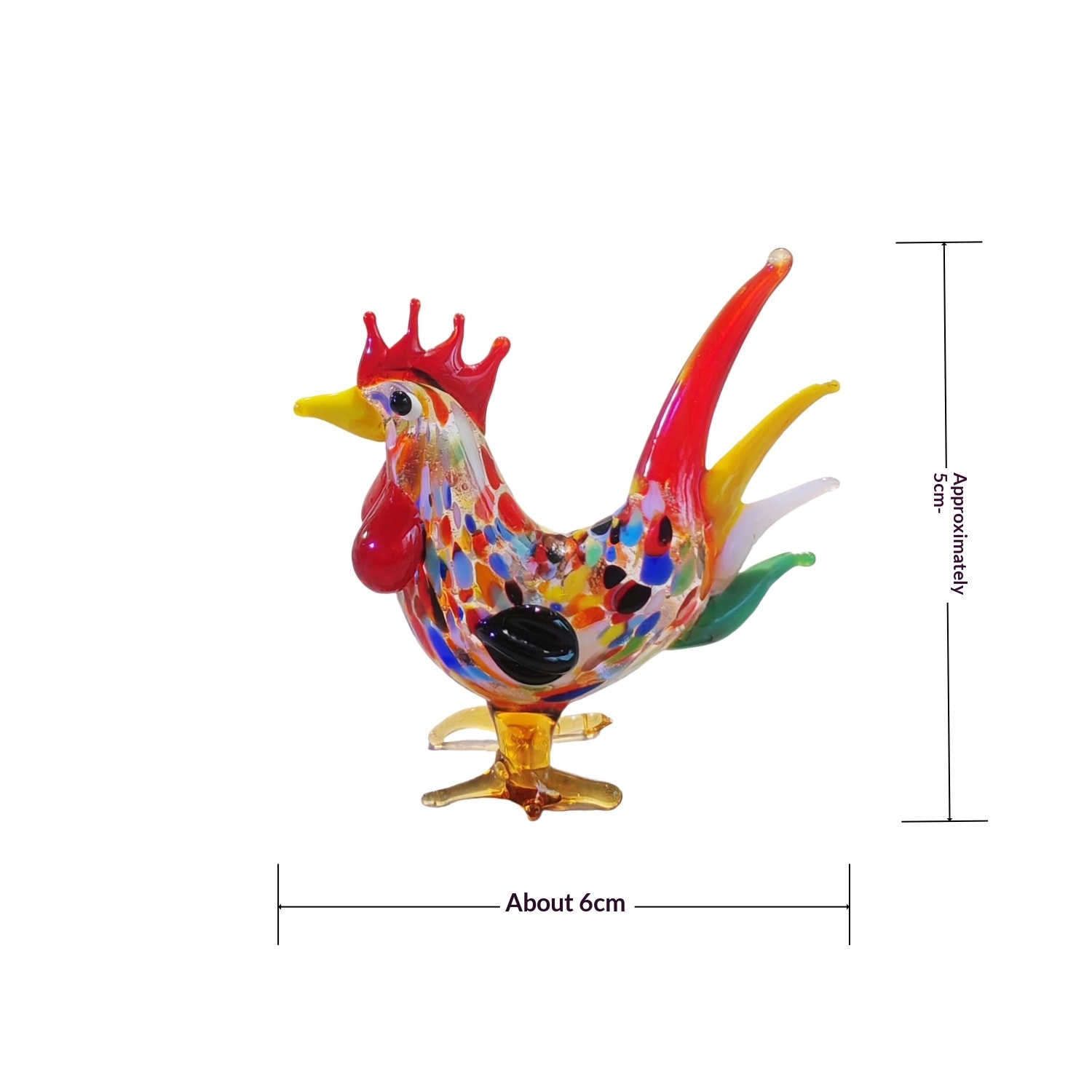 Handmade Colored Glass Rooster Glass Decorative Ornaments
