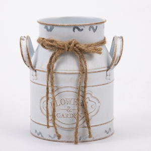 European straight decorative iron bucket-white-1 piece