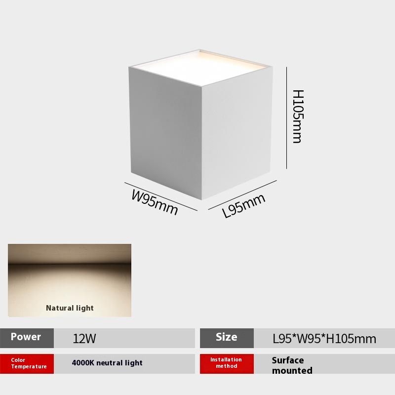 Led Surface Mounted Downlight Square Punch Free Ceiling Lamp - Image 3