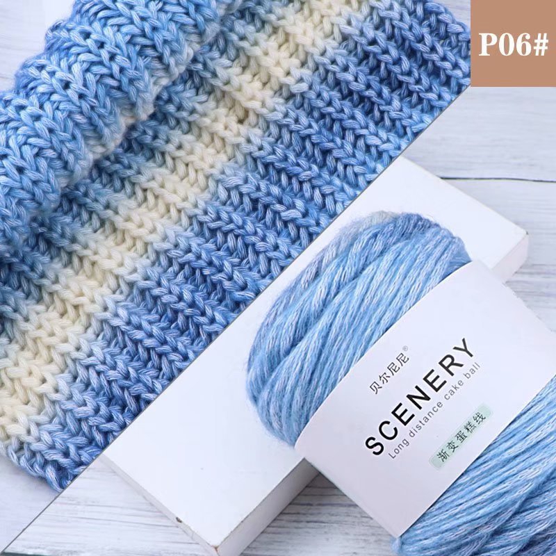 Segment Dyed Rainbow Color Gradient Hand-woven Diy Thread Clothes Scarf Hat Cake Yarn - Image 3