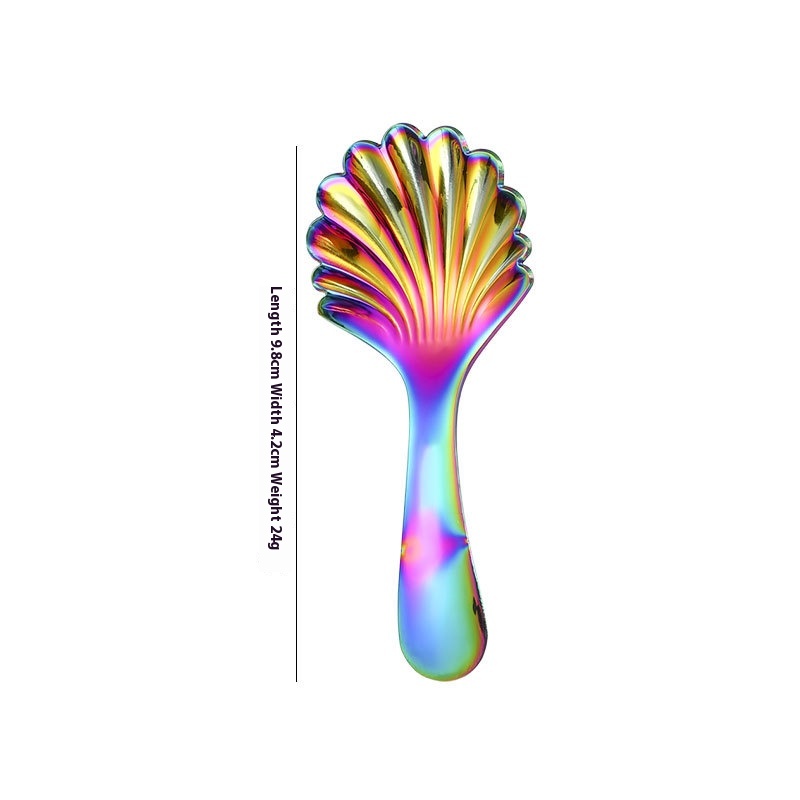 Stainless Steel Short Handle Round Head Shell Spoon Fork - Image 14