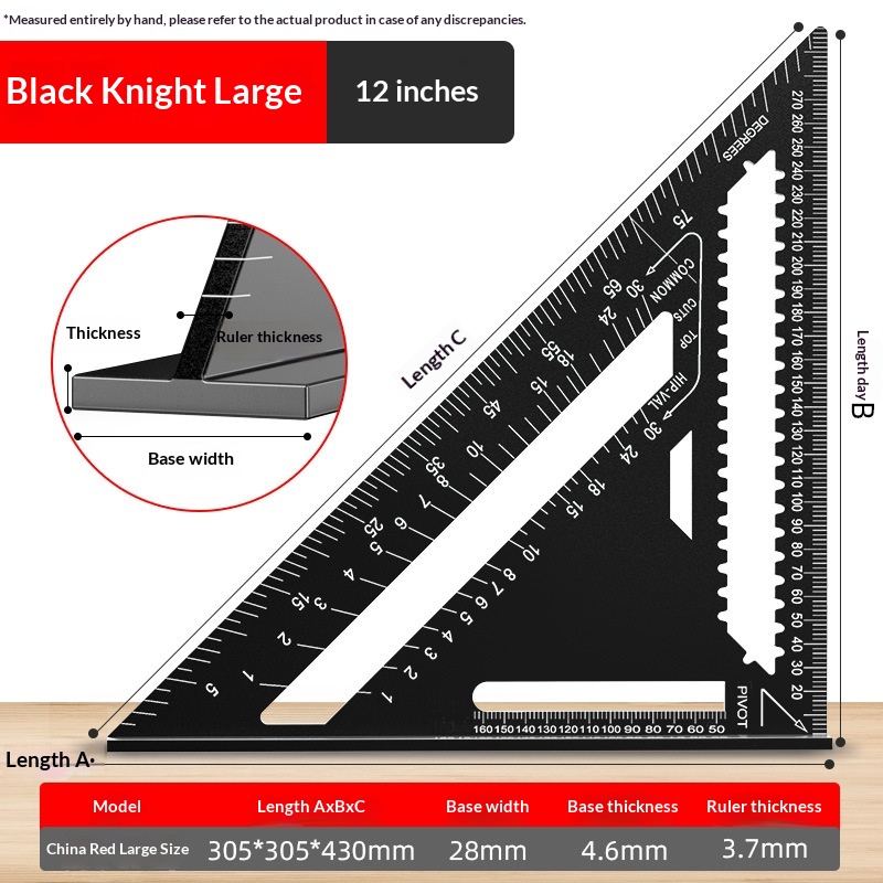 Thickened High-Precision Aluminum Alloy Carpenters Triangle Ruler