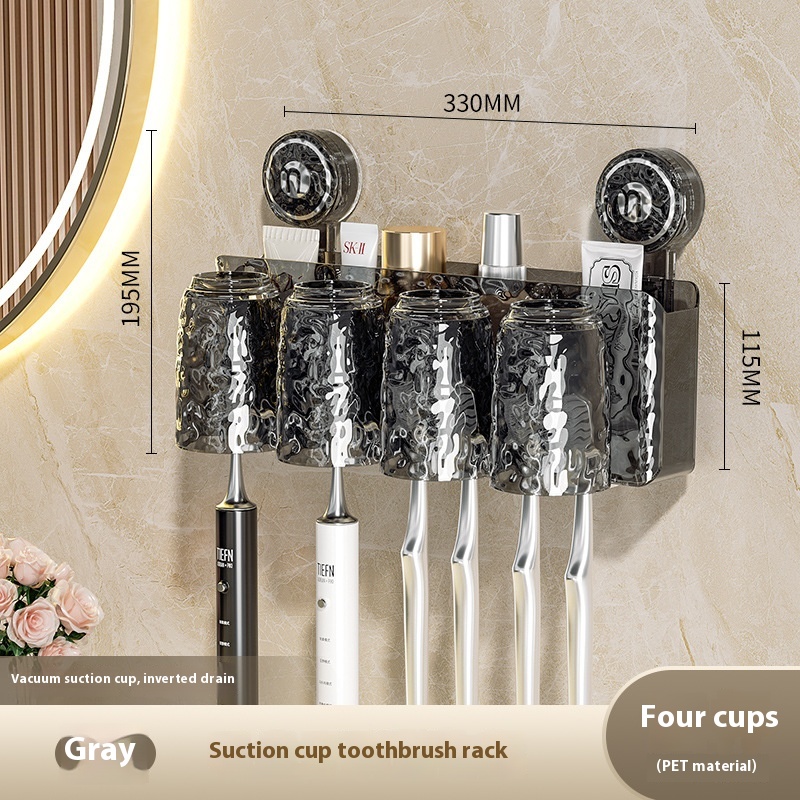 Suction Cup Type Wall-mounted Punch-free Good-looking Bathroom Toothbrushing Set Family Set - Image 5