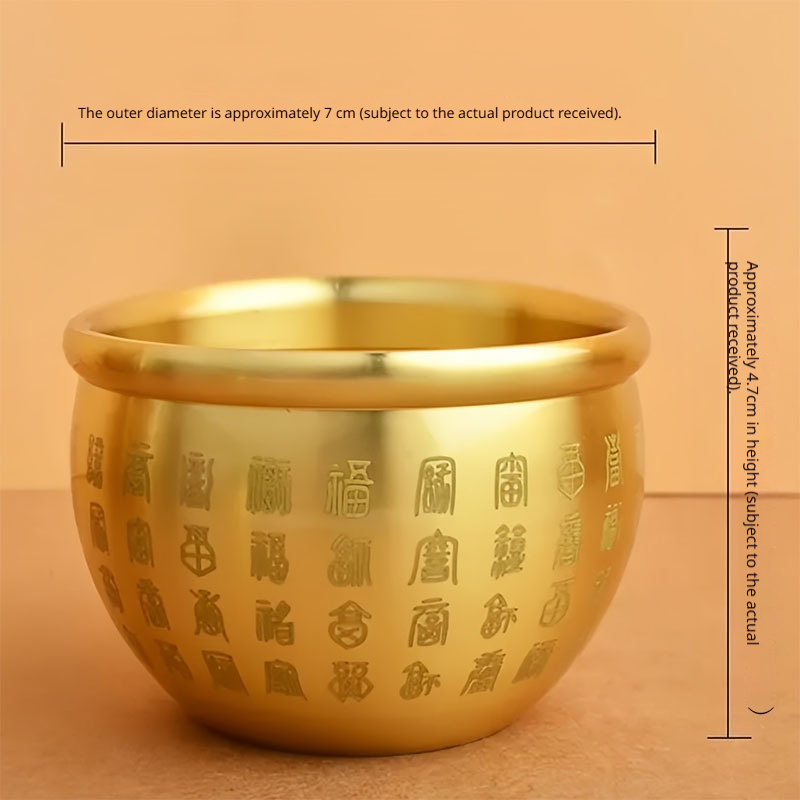 Brass Hundred Blessings Jar Fortune-Attracting And Treasure-Gathering Desktop Ornament - Image 2
