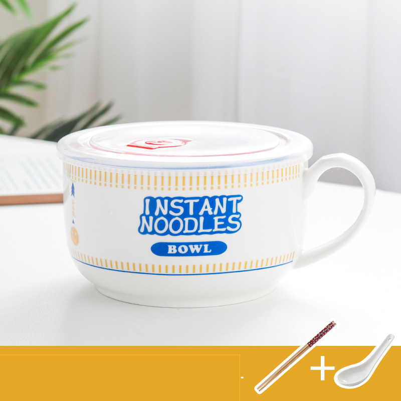 Japanese Creative Ceramic Instant Noodle Bowl With Lid - Image 17