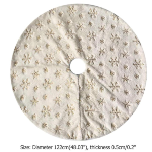 Golden Sequin Faux Rabbit Fur Embroidered Snowflake Tree Skirt