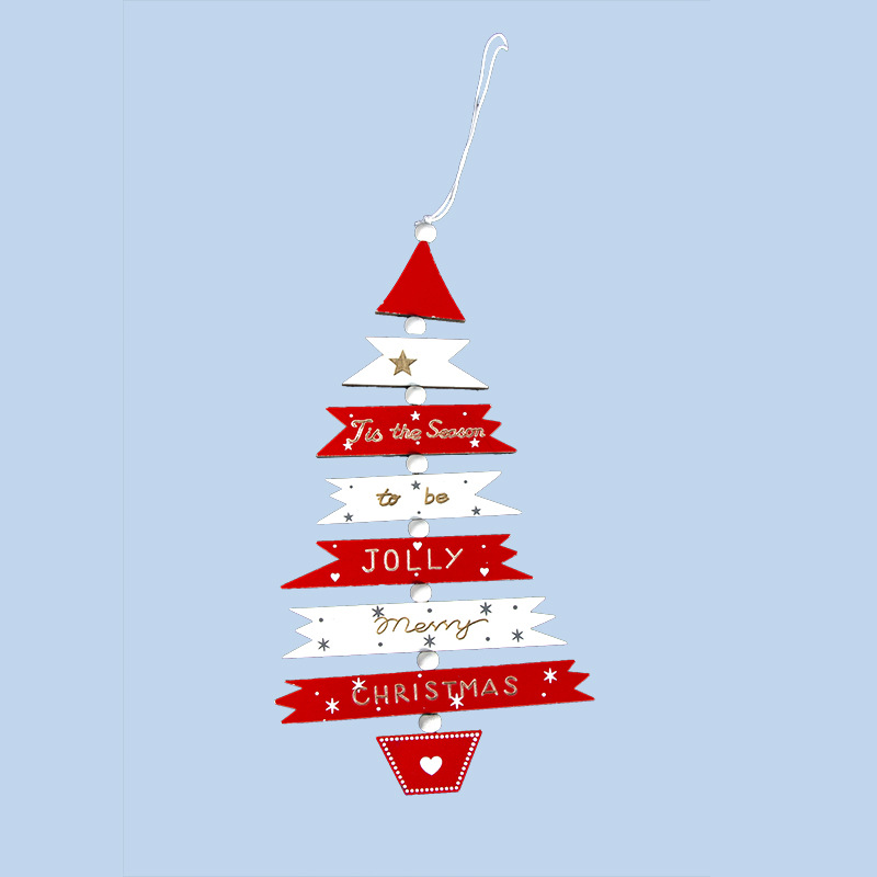 Wooden Painted Multi-color Christmas Tree String Pendant
