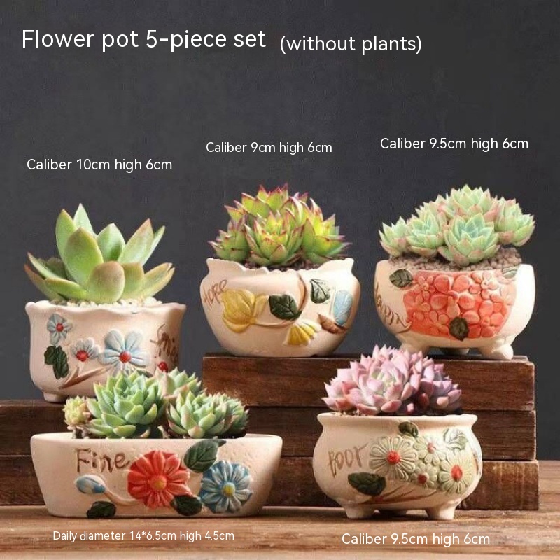 Succulent Flower Pot Breathable Stoneware Basin