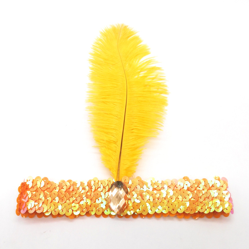 Ostrich Hair Sequined Diamonds Headband