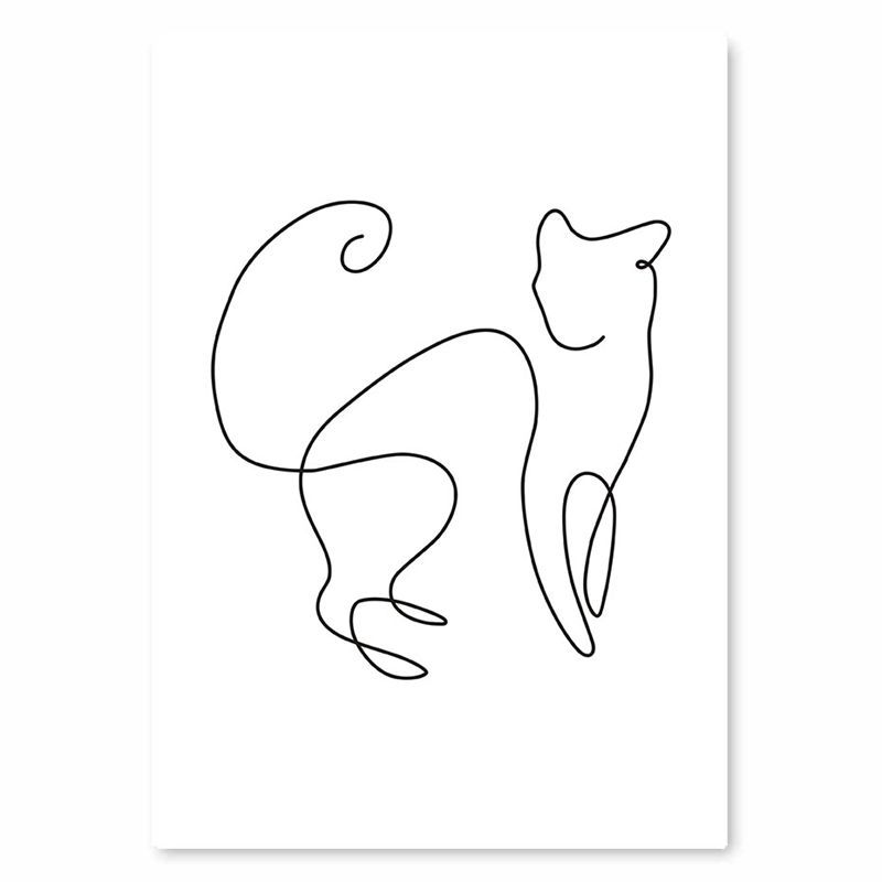 Simple Line Art Decorative Painting Sofa Living Room Background Mural Painting - Image 2