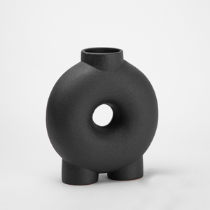 Modern New Chinese Style Black Retro Round Ceramic Vase Decoration