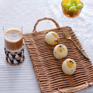 Woven Wicker Rattan Snack Basket Tea Tray