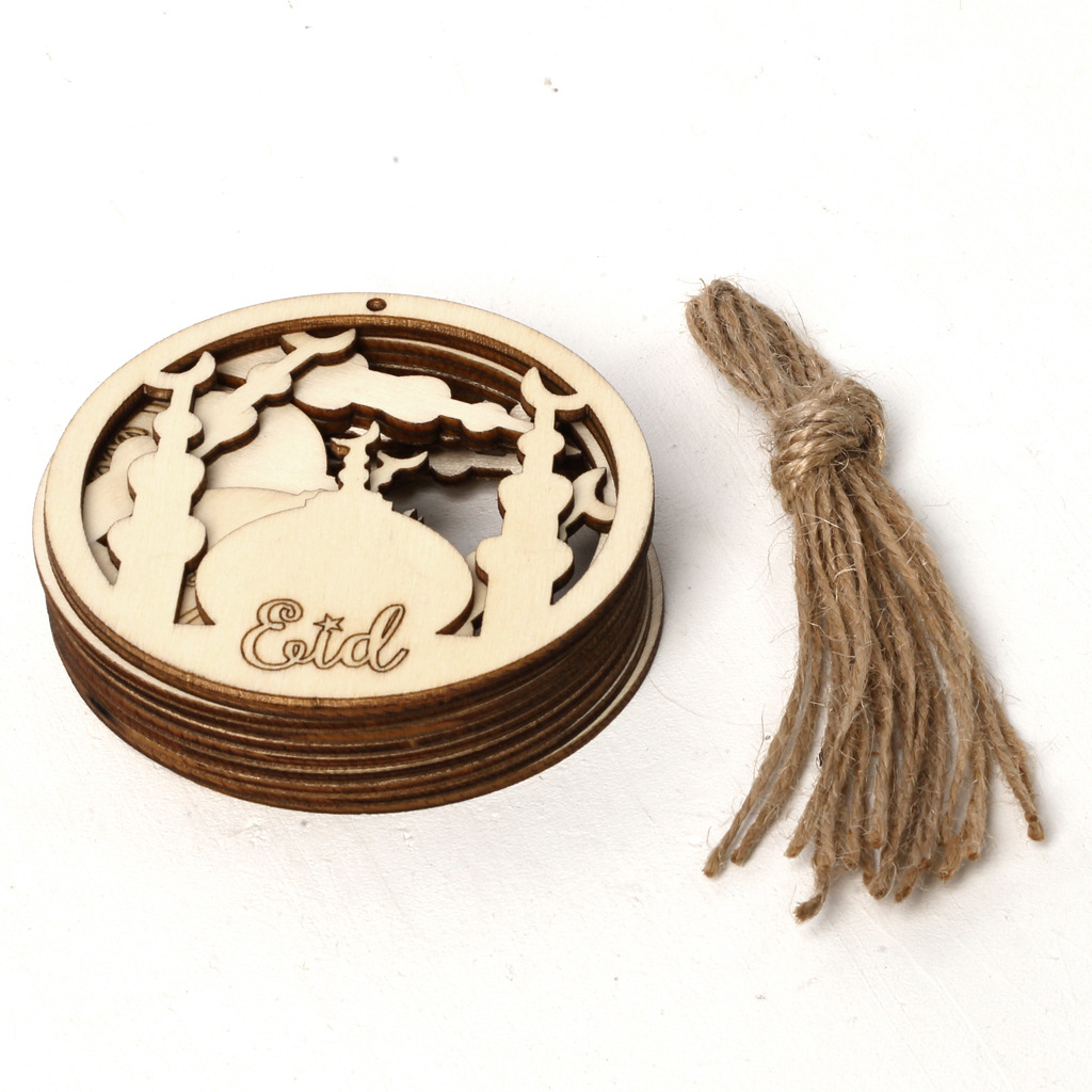 Wooden Small Pendants Creative Home Decoration Gurbang Eid Mubarak Wooden Crafts Ornaments - Image 2