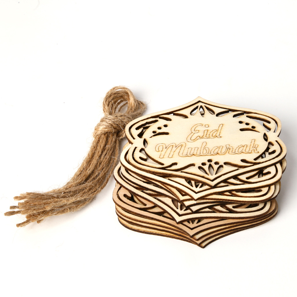 Wooden Small Pendants Creative Home Decoration Gurbang Eid Mubarak Wooden Crafts Ornaments - Image 4