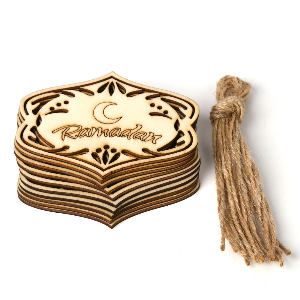 Wooden Small Pendants Creative Home Decoration Gurbang Eid Mubarak Wooden Crafts Ornaments - Image 5