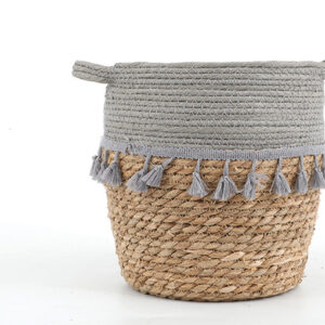 Nordic Simple Straw Flowerpot Woven Basket Portable Hand-Made Rattan Fringes Decorated Willow Flowerpot Set
