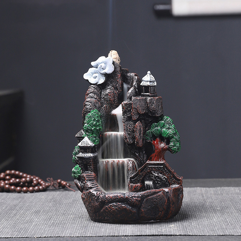 Resin High Mountain Flowing Water Backflow Incense Burner To Watch Flowing Cloud Sandalwood Creative Rockery Incense Burner - Image 2