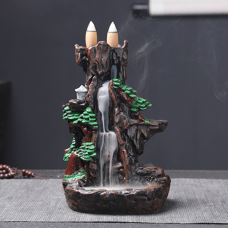 Resin High Mountain Flowing Water Backflow Incense Burner To Watch Flowing Cloud Sandalwood Creative Rockery Incense Burner - Image 3