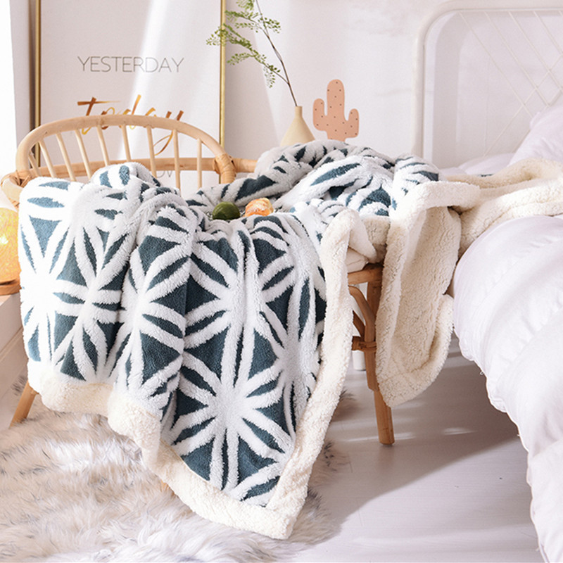 Thickened Shu Cotton Velvet Jacquard Blanket Lamb Velvet Siesta Blanket - Image 6