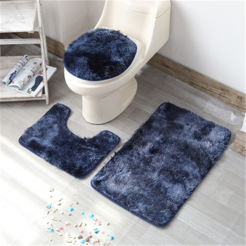 Tie-dyed Hairy Carpet Toilet Three-piece Non-slip Foot Mat