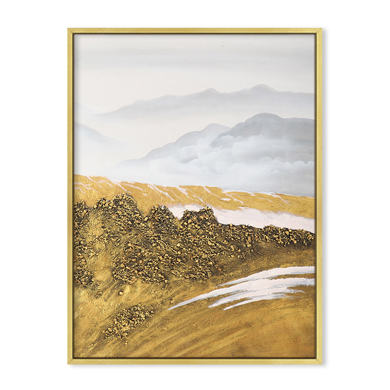 Astratto Golden Montagna di Neve Uccello Paesaggio Poster Arte Della Parete Della Tela di Canapa Pittura Stampa Immagine Per Soggiorno Moderno Complementi Arredo Casa