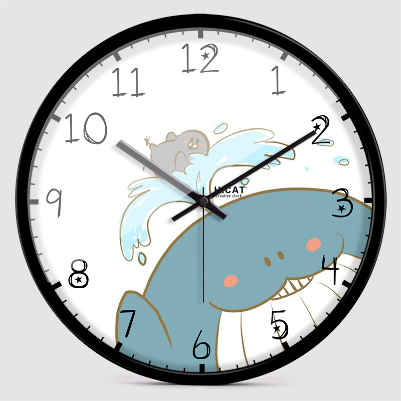 Blue Little Whale Creative Wall Clock Children's Room Electronic Quartz Clock - Image 5