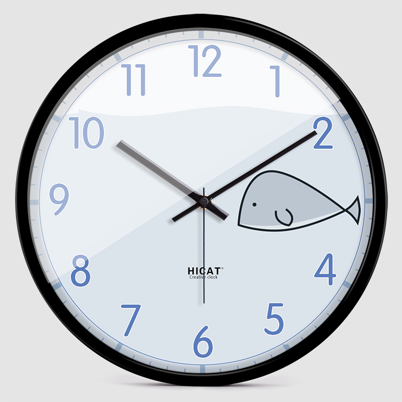 Blue Little Whale Creative Wall Clock Children's Room Electronic Quartz Clock