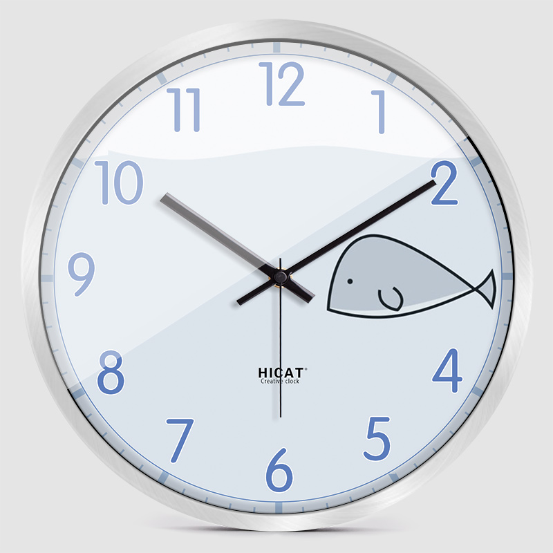 Blue Little Whale Creative Wall Clock Children's Room Electronic Quartz Clock - Image 7