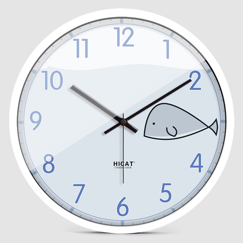 Blue Little Whale Creative Wall Clock Children's Room Electronic Quartz Clock - Image 2