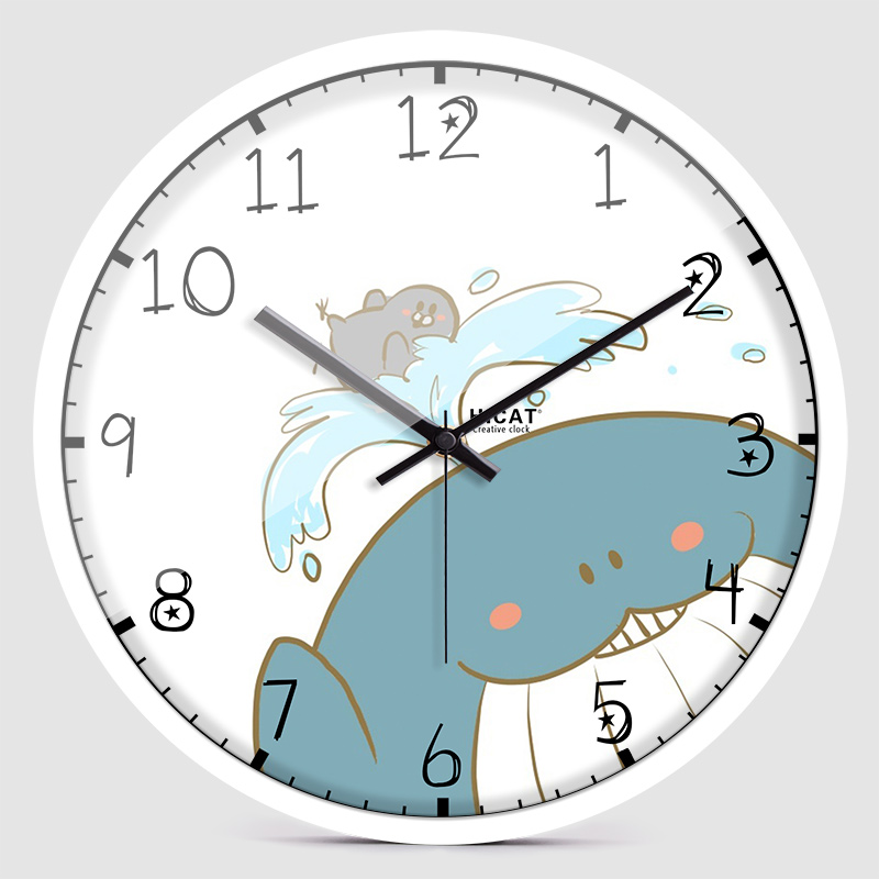 Blue Little Whale Creative Wall Clock Children's Room Electronic Quartz Clock - Image 6