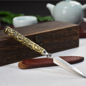 01648 Longquan Copper Handle Stainless Steel Tea Knife Plum