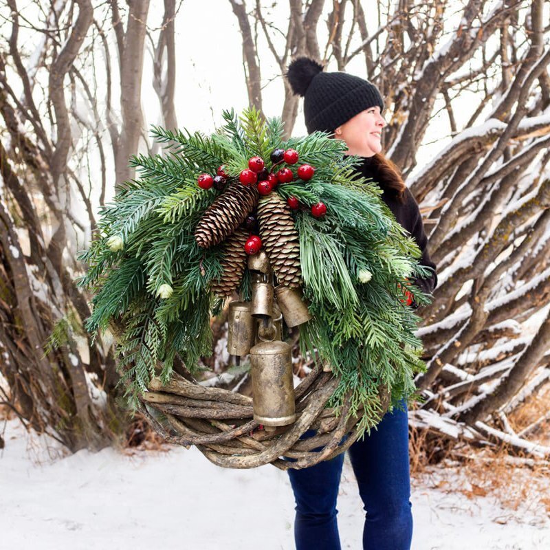 Simulation Christmas Wreath Animal Farm Pine Cone Door Ring