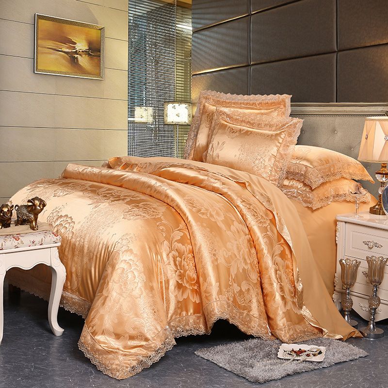 Four-Piece Cotton Bedding With European Style Jacquard Satin - Image 9