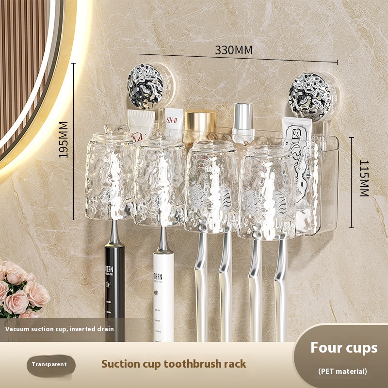Suction Cup Type Wall-mounted Punch-free Good-looking Bathroom Toothbrushing Set Family Set - Image 4