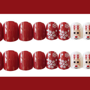 Artificial Christmas Snowflake Elk Cartoon Design Fake Nails Manicure