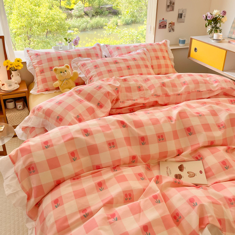 Small Floral Cotton Four-piece Bed Princess Style - Image 9