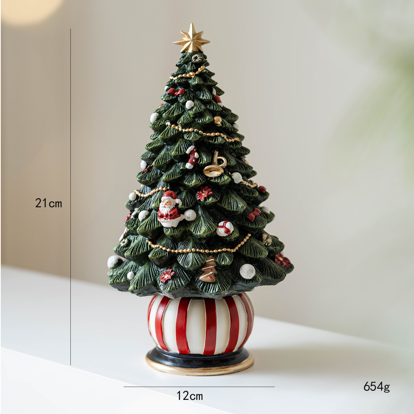 Christmas Resin Carousel Christmas Tree Mechanical Music Box - Image 4