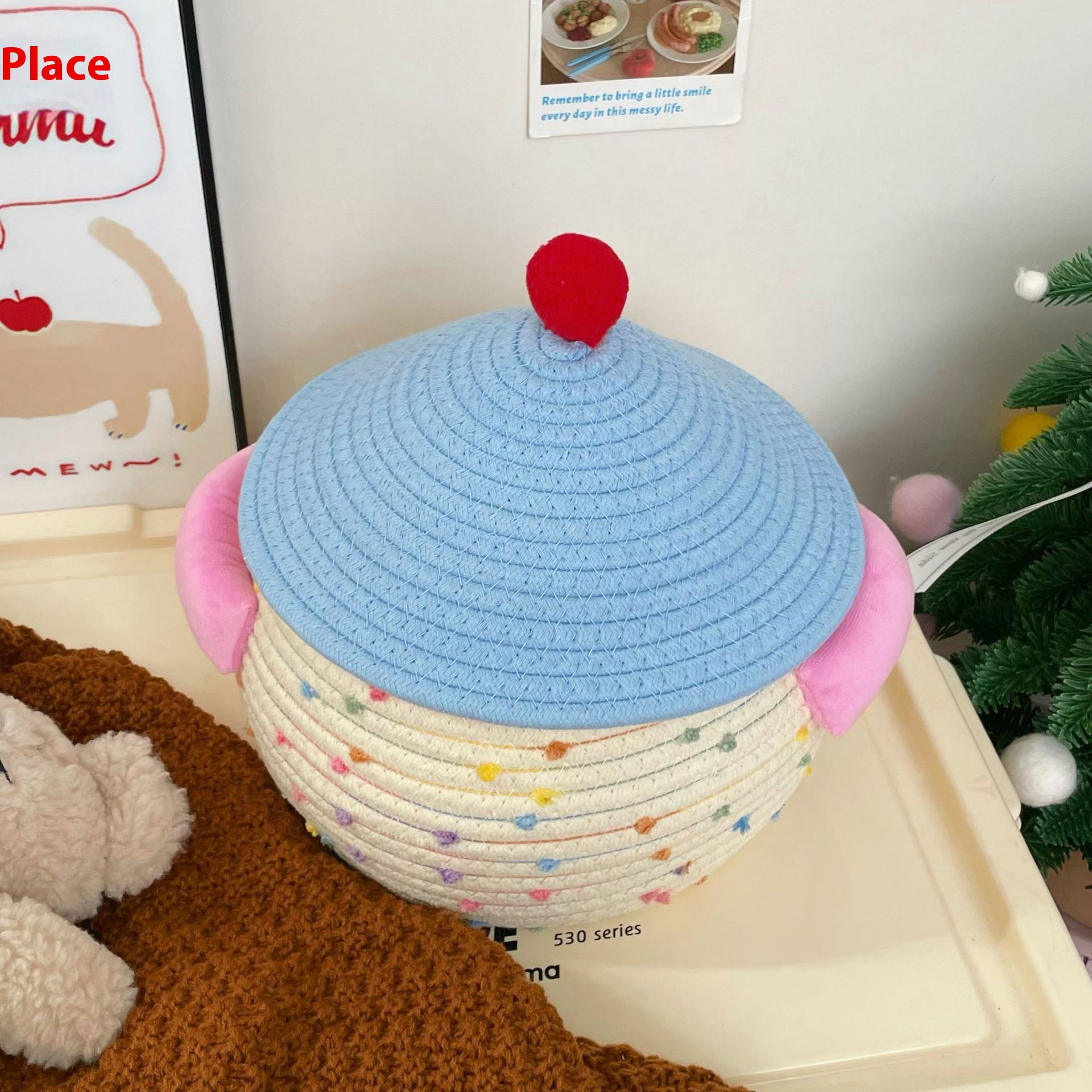 Cute Cotton Thread Woven Storage Basket - Image 5