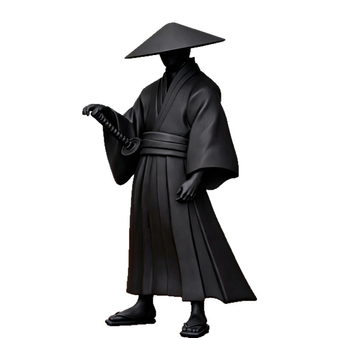 Black Sword-Wielding Samurai 3D Printed Model